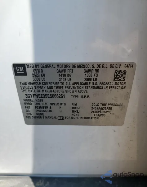 2014 Cadillac Srx Luxury Collection from USA, damaged, VIN 3GYFNEE35ES666261